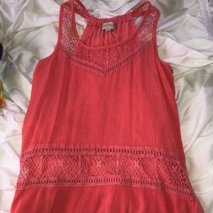 coral lace tank w mid drift